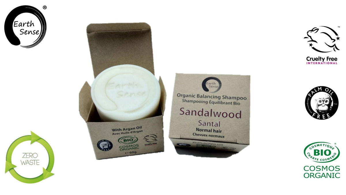 Organic Certified Balancing Solid Shampoo - Sandalwood - Normal & all Hair Types 60g